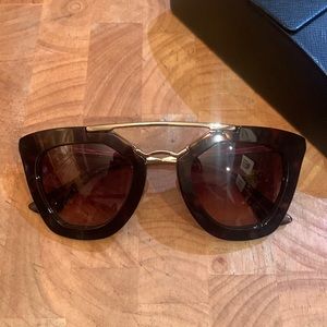 Prada Runway Womens Sunglasses Brown Tort with Gold - SPR09Q